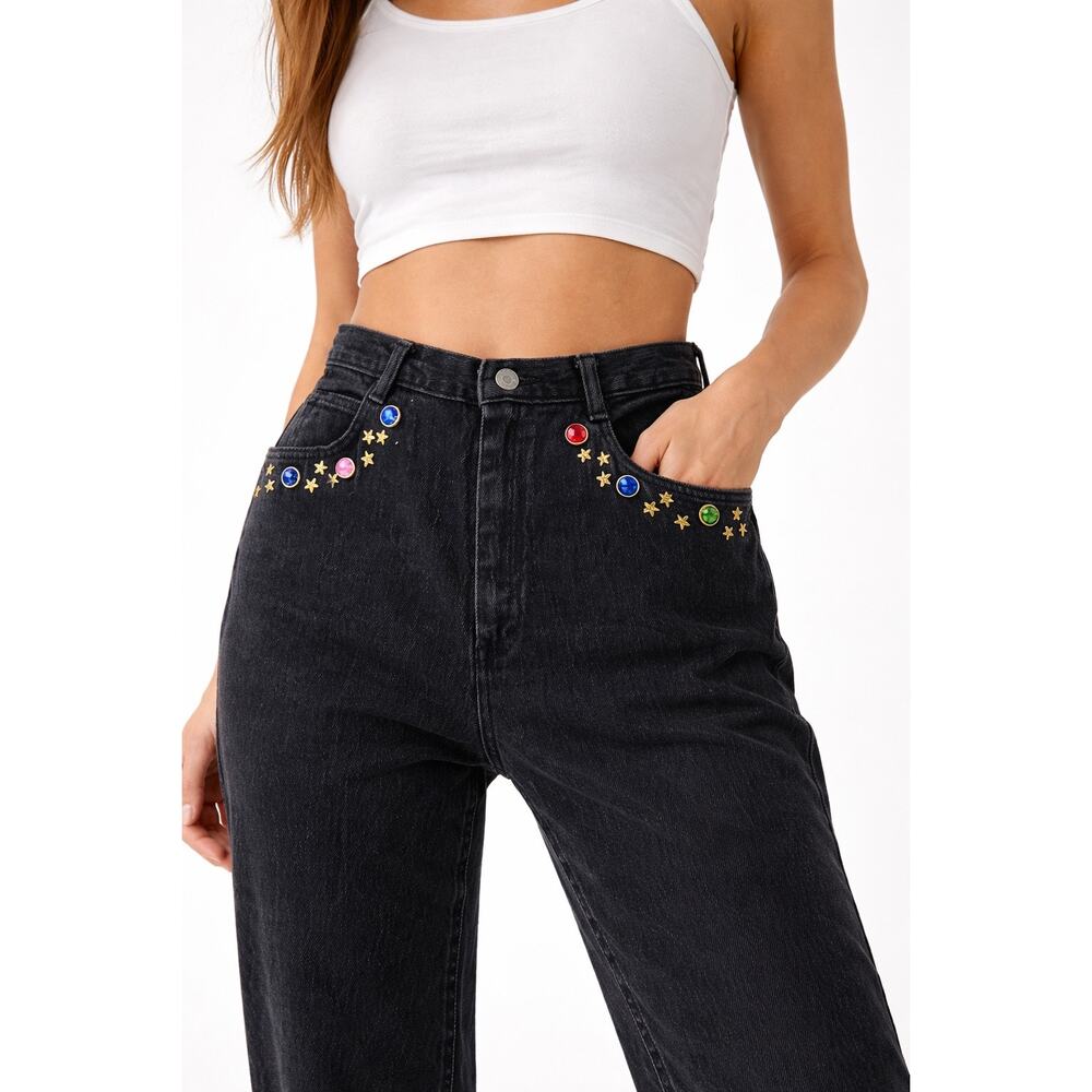 Vintage 90s Cap Ferrat High Rise Jeans Custom Embellished Size 6